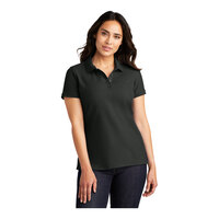 Port Authority L100 Women's Customizable Deep Black Short Sleeve Pique Polo Shirt - Cotton / Poly Blend - 5X