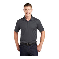 Sport-Tek ST650 Unisex Customizable Iron Gray Short Sleeve Moisture-Wicking Micro Pique Polo Shirt - Polyester - S