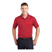 Sport-Tek ST650 Unisex Customizable True Red Short Sleeve Moisture-Wicking Micro Pique Polo Shirt - Polyester - L