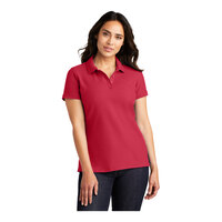 Port Authority L100 Women's Customizable Rich Red Short Sleeve Pique Polo Shirt - Cotton / Poly Blend - 5X