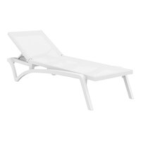 Siesta Pacific White Resin Outdoor Chaise Lounge with White Sling