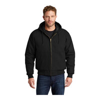 CornerStone J763H Unisex Customizable Black Duck Cloth Hooded Work Jacket - Small