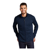 Port Authority F232 Unisex Customizable River Blue Navy Heather Fleece Sweater Jacket - XL