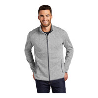 Port Authority F232 Unisex Customizable Gray Heather Fleece Sweater Jacket - 4X