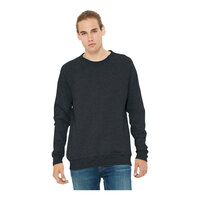 Bella + Canvas BC3901 Unisex Customizable Dark Gray Heather Sponge Fleece Raglan Crewneck Sweatshirt - Combed Ring-Spun Cotton / Poly Blend - XL