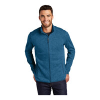 Port Authority F232 Unisex Customizable M Blue Heather Fleece Sweater Jacket - XS