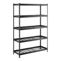 Lavex 18 inch x 48 inch Black Z-Beam 5-Shelf Boltless Double Rivet Wire Shelving Unit with 72 inch Uprights