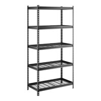 Lavex 18 inch x 36 inch Black Z-Beam 5-Shelf Boltless Double Rivet Wire Shelving Unit with 72 inch Uprights