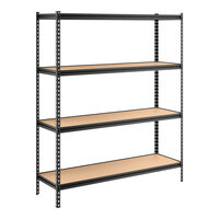 Lavex 18 inch x 60 inch Black Z-Beam 4-Shelf Boltless Double Rivet Particle Board Shelving Unit with 72 inch Uprights