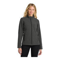 Port Authority L317 Women's Customizable Black Charcoal Heather Core Soft Shell Jacket - S