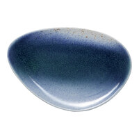 Ariane Lir 8 1/4" x 5 1/2" Blue and White Ombre Triangular Porcelain Coupe Plate - 12/Case