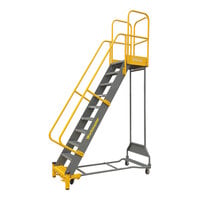 Cotterman Workmaster 24" x 24" x 152" 11-Step Super-Duty Powder-Coated Steel Rolling Ladder with UnaGrip Serrated Tread WMX11R42A3P3 - 1,000 lb. Capacity
