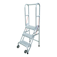 Cotterman StockNStore 16" x 10" x 60" 3-Step Aluminum Foldable Rolling Ladder with UnaGrip Tread SASA3A3E10C50P6 - 350 lb. Capacity