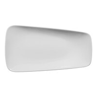 Ariane Vital Rectangle 13" x 9" Ivory Asymmetric Rectangular Porcelain Coupe Platter - 6/Case