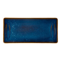 Ariane Splash Denim 11" x 6" Blue Rectangular Embossed Porcelain Platter - 6/Case