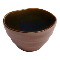 Ariane Splash Denim 13.19 oz. Blue and Brown Round Tapered Porcelain Coupe Soup Bowl - 6/Case