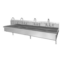 Sani-Lav 58WFL-0.5 80" x 20" Wall-Mount Multi-Station Hand Sink with (4) 0.5 GPM Faucets