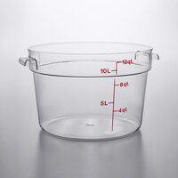 Cambro 12 Qt. Clear Round Polycarbonate Food Storage Container - 6/Case