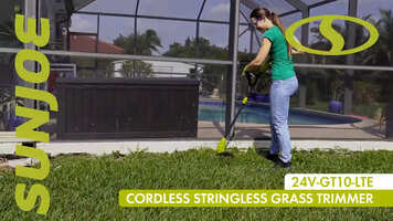 Sun Joe 24V-GT10-LTE 24V iON+ Cordless Stringless Grass Trimmer Demonstration Sun Joe 24V-GT10-LTE 24V iON+ Cordless Stringless Grass Trimmer Demonstration