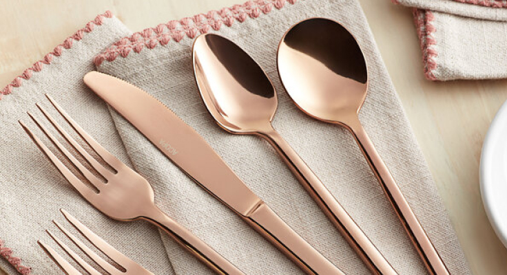 Sample set of five Acopa Phoenix flatware pieces"