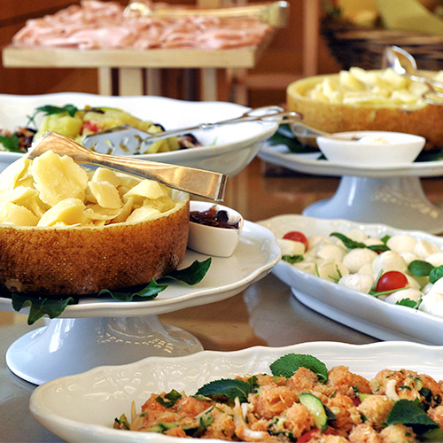 Prepared food on platters