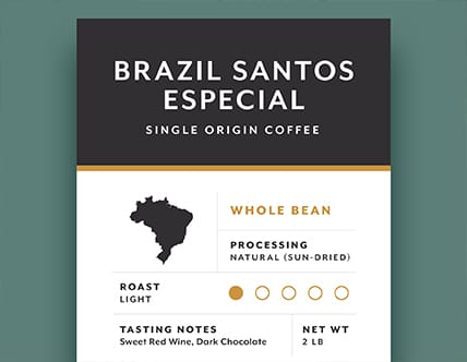 Arrosto Brazil Santos Especial Single Origin Whole Bean Coffee 2 lb. - 5/Case
