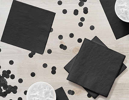Creative Converting 57134B Black Velvet 3-Ply Beverage Napkin - 500/Case