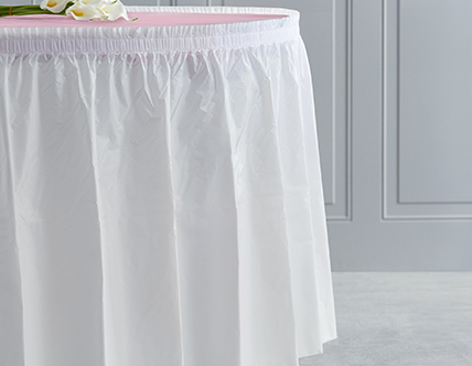 Creative Converting 010047C 14' x 29" White Plastic Table Skirt